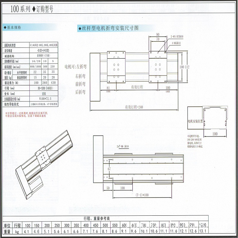 25-100丝杆型电机折弯