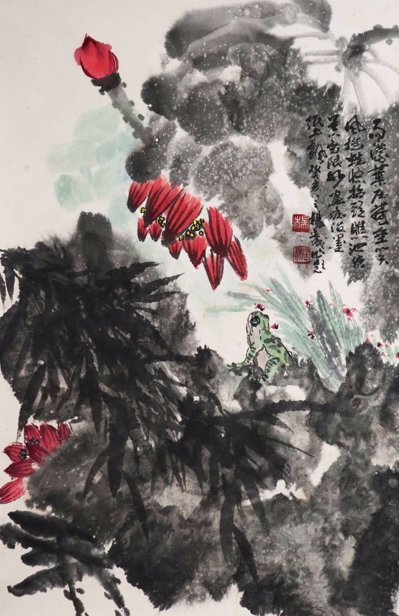 58.杨庭成 雨濛叶压荷垂笑 72x46cm.jpg